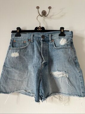 Gucci Light Blue Distressed Denim Cutoff Shorts